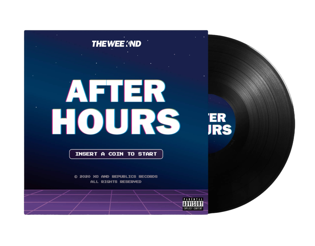 Travail graphique - format face de pochette d'un disque - album After Hours de The Weeknd - crée par Camille Laot