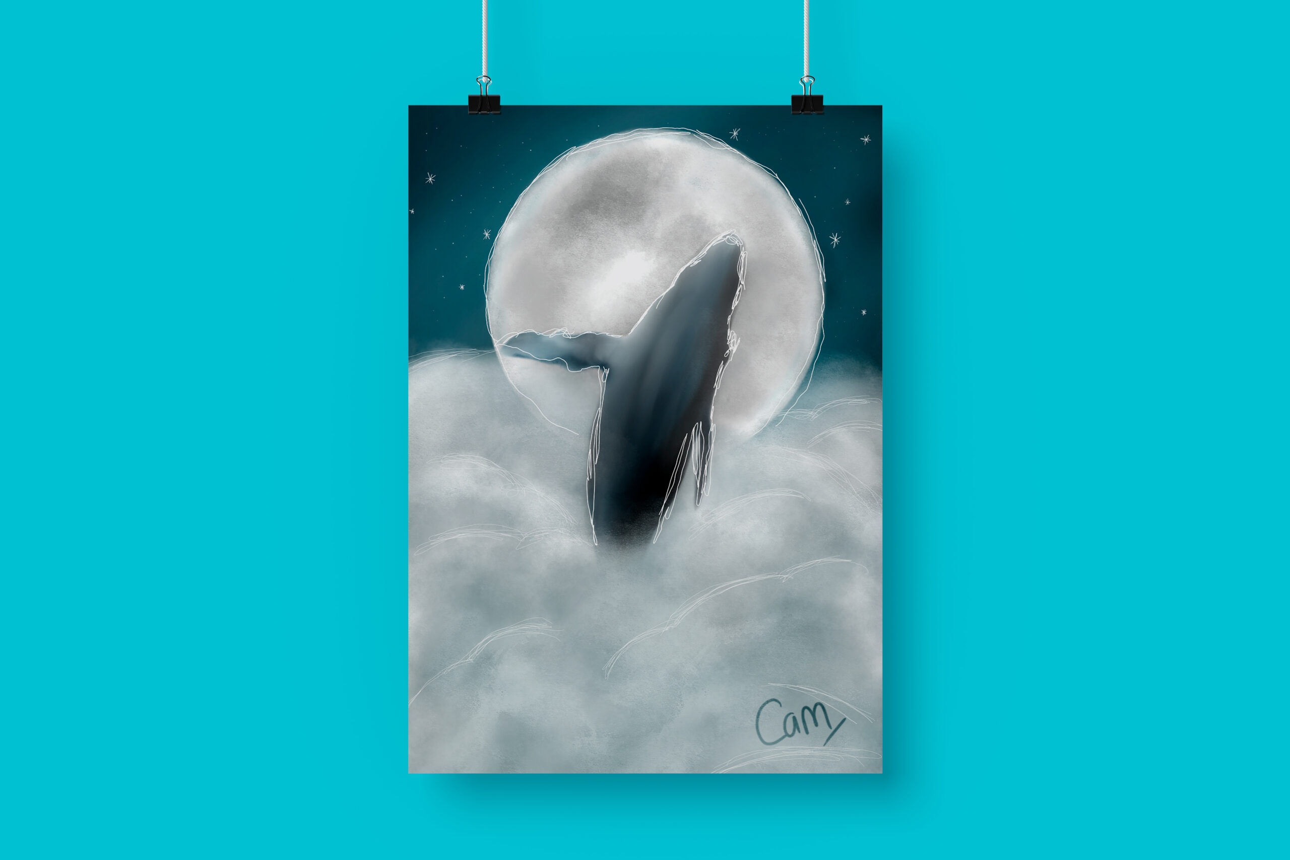 Une baleine et la lune